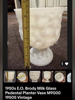 White Milk Glass Pedestal Planter Vase
